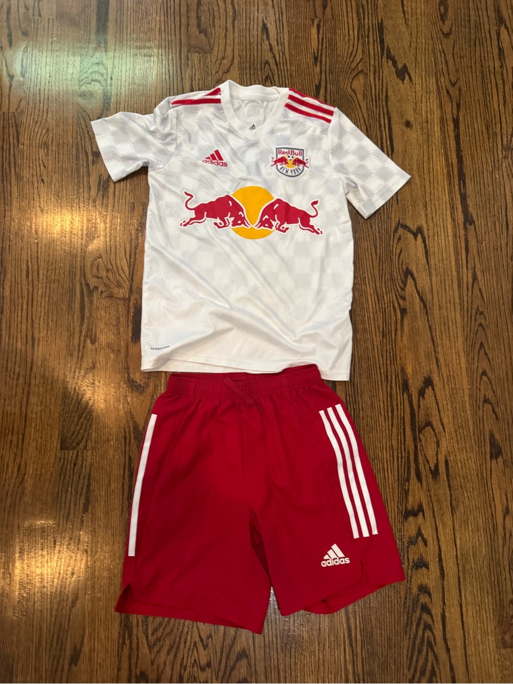adidas Kids White & Red Red Bulls Soccer Kit
